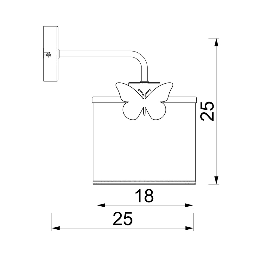 Lasten seinävalaisin SWEET 1xE27/15W/230V valkoinen/perhonen
