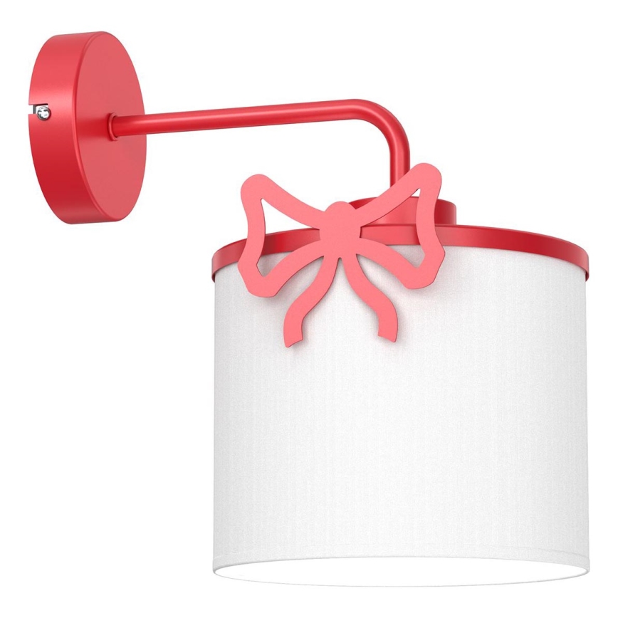 Lasten seinävalaisin SWEET 1xE27/15W/230V valkoinen/punainen/rusetti