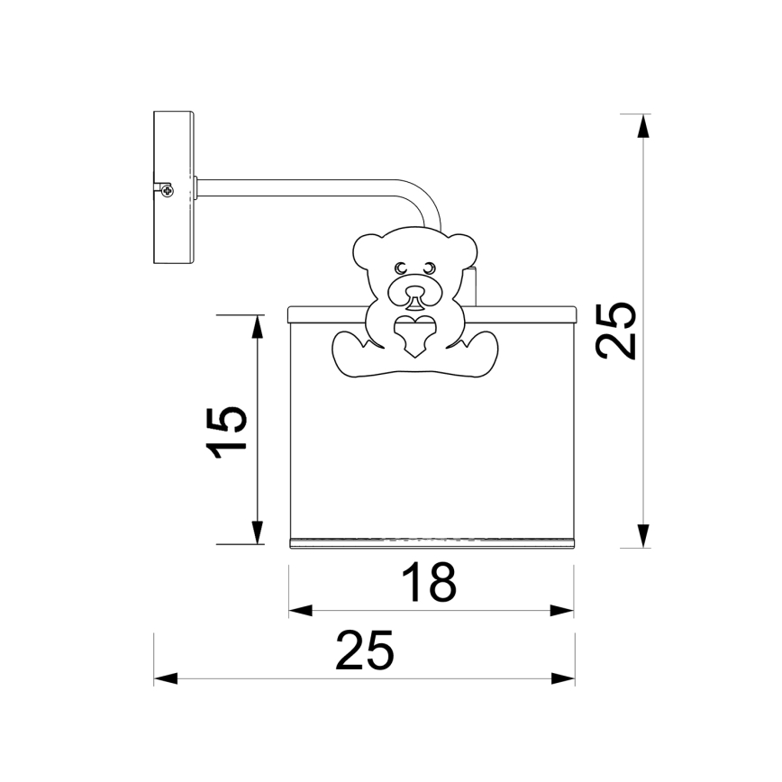 Lasten seinävalaisin SWEET 1xE27/15W/230V valkoinen/vaaleanpunainen/pieni karhu