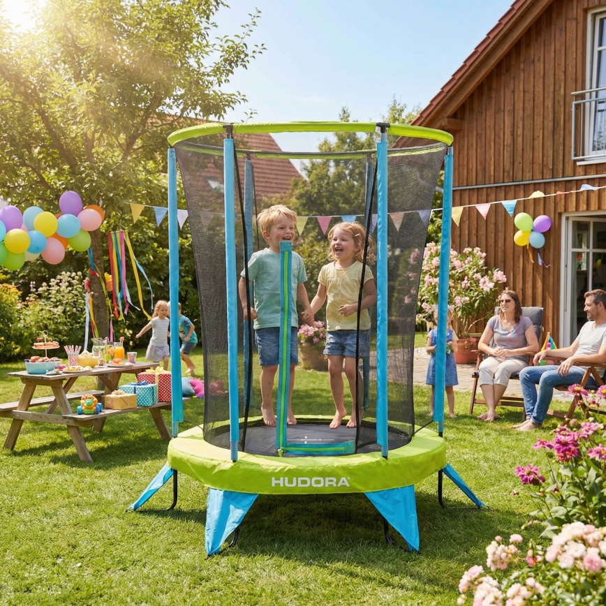 Lasten trampoliini, halkaisija 140 cm, sininen/vihreä