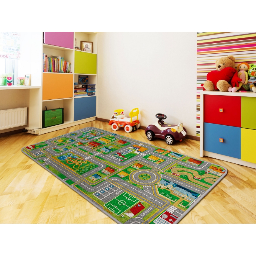 Lastenmatto PLAYTOWN 160x220 cm monivärinen/kaupunki