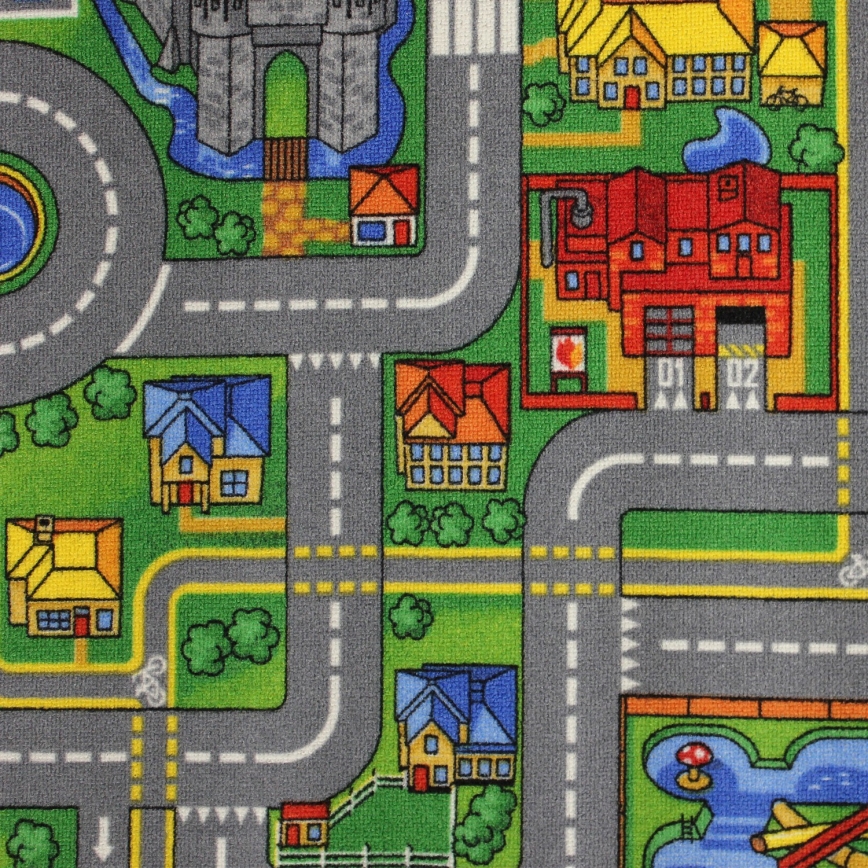 Lastenmatto PLAYTOWN 160x220 cm monivärinen/kaupunki