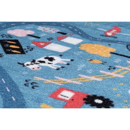 Lastenmatto STELLA STREETS 100x150 cm sininen/kaupunkikuosi