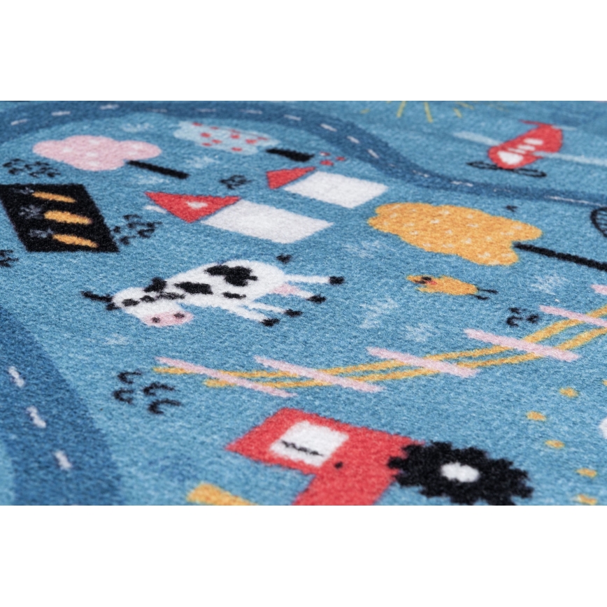 Lastenmatto STELLA STREETS 100x150 cm sininen/kaupunkikuosi