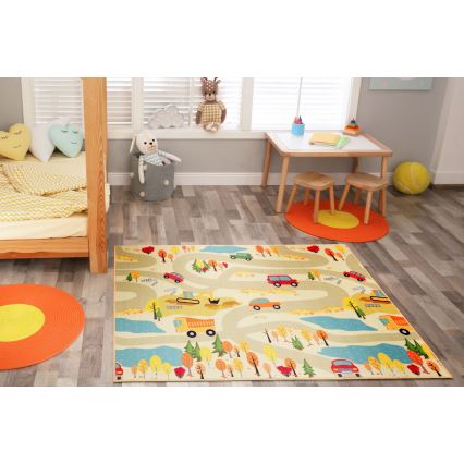 Lastenmatto STELLA STREETS 120x170 cm beige/kaupunki