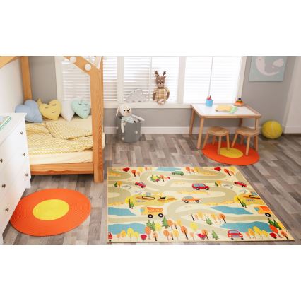 Lastenmatto STELLA STREETS 80x100 cm beige/kaupunki