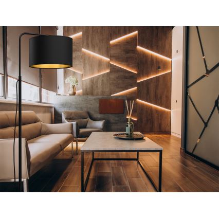 Lattialamppu ARDEN 1xE27/60W/230V musta/kulta