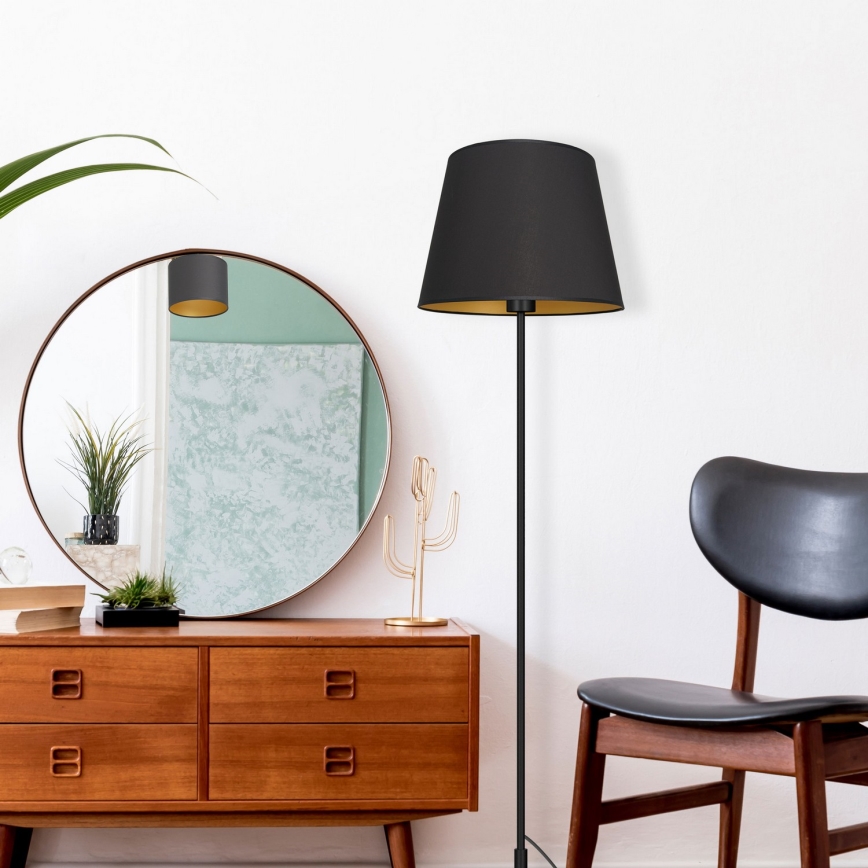 Lattialamppu ARDEN 1xE27/60W/230V musta/kultainen