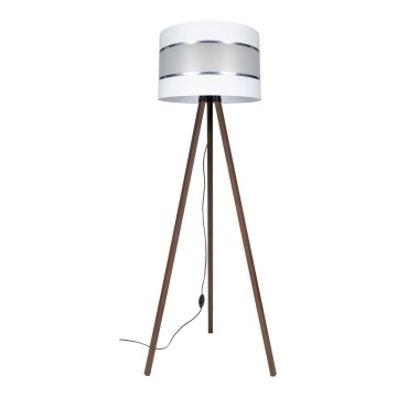 Lattialamppu CORAL 1xE27/60W/230V ruskea/valkoinen/mattakromi