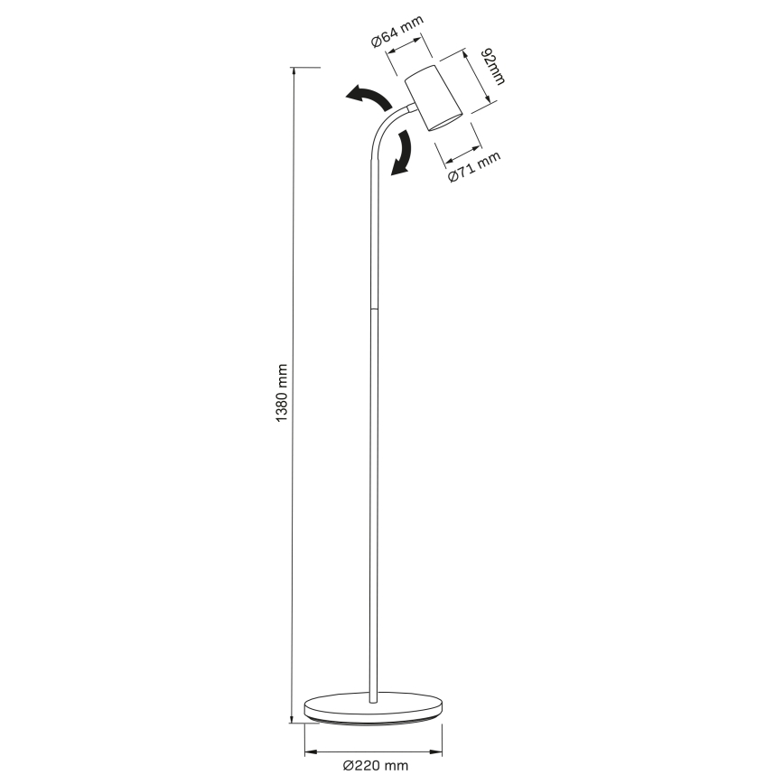 Lattialamppu FELIX 1xGU10/9W/230V musta