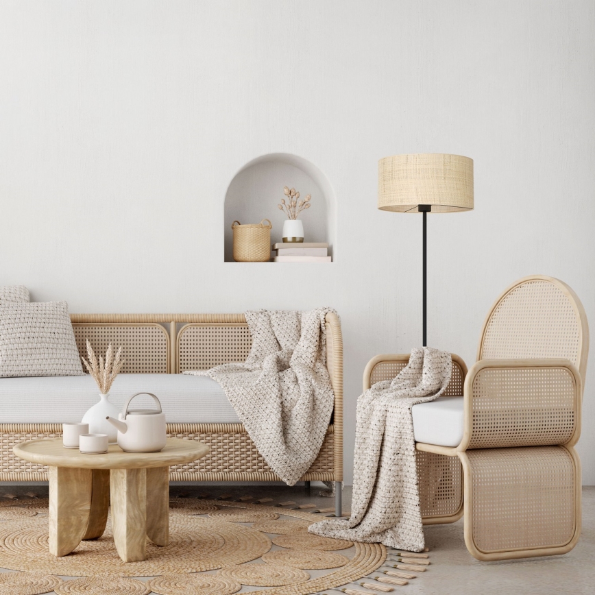 Lattialamppu RATTAN 1xE27/60W/230V rottinki