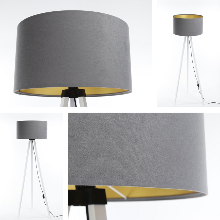 Lattialamppu STANDART 1xE27/60W/230V harmaa/valkoinen