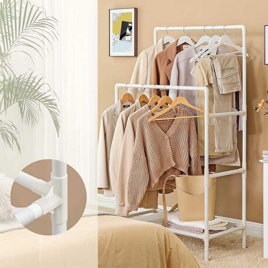 Lattiaseisova naulakko LINEA, valkoinen