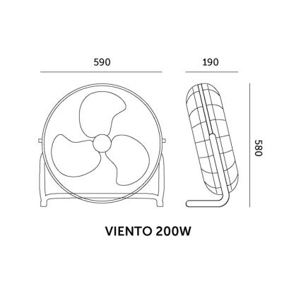 Lattiatuuletin VIENTO 200W/230V, kiiltävä kromi