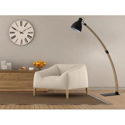 Lattiavalaisin 1xE27/60W/230V saarnipuu/musta