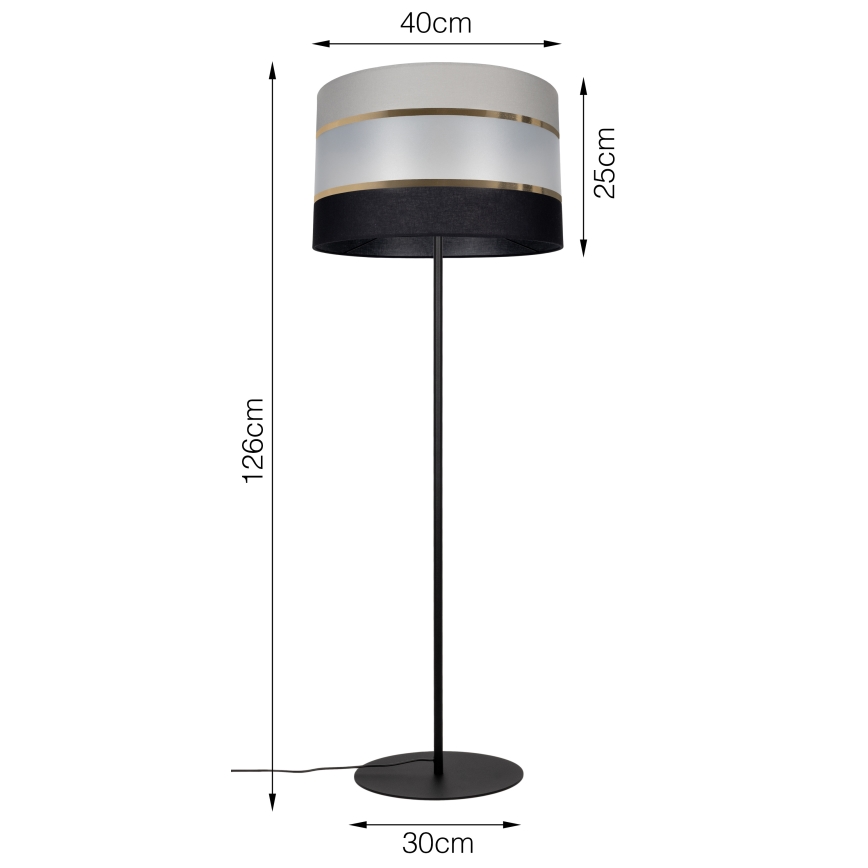 Lattiavalaisin CORAL 1xE27/60W/230V musta/harmaa