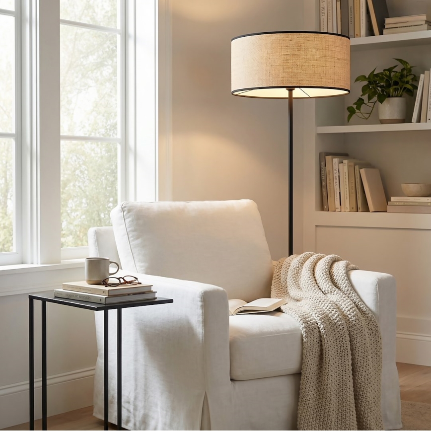 Lattiavalaisin ECO 1xE27/15W/230V beige/rottinki