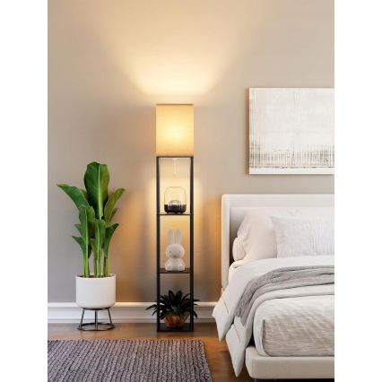 Lattiavalaisin hyllyillä 1xE27/40W/230V musta/valkoinen