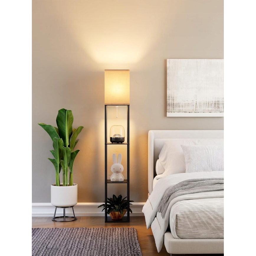 Lattiavalaisin hyllyillä 1xE27/40W/230V musta/valkoinen