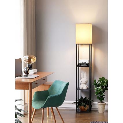 Lattiavalaisin hyllyillä 1xE27/40W/230V musta/valkoinen