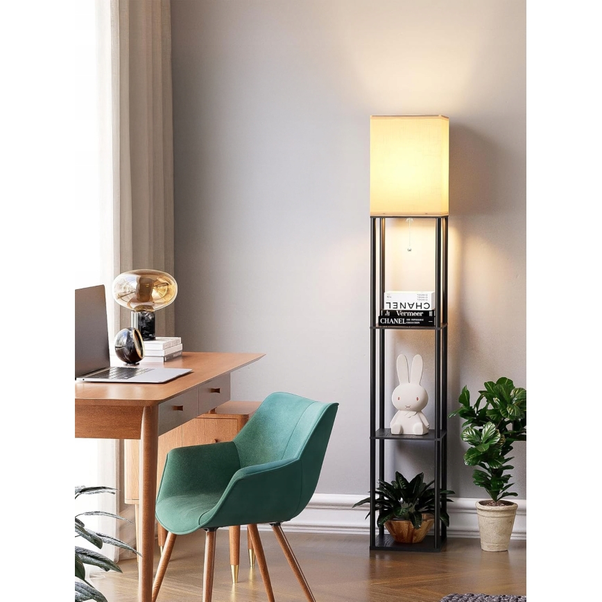 Lattiavalaisin hyllyillä 1xE27/40W/230V musta/valkoinen