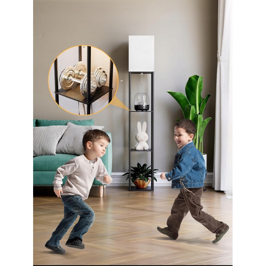 Lattiavalaisin hyllyillä 1xE27/40W/230V musta/valkoinen