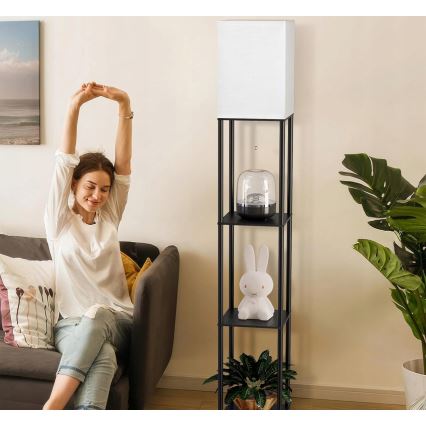 Lattiavalaisin hyllyillä 1xE27/40W/230V musta/valkoinen