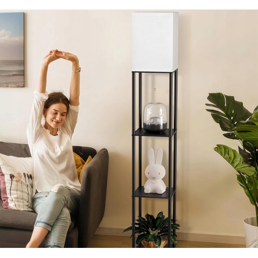 Lattiavalaisin hyllyillä 1xE27/40W/230V musta/valkoinen