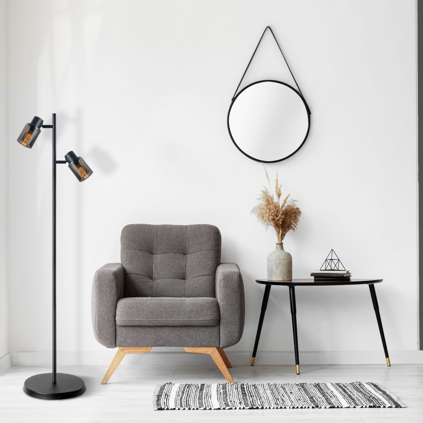 Lattiavalaisin REBECCA 2xE14/8W/230V musta/savunvärinen