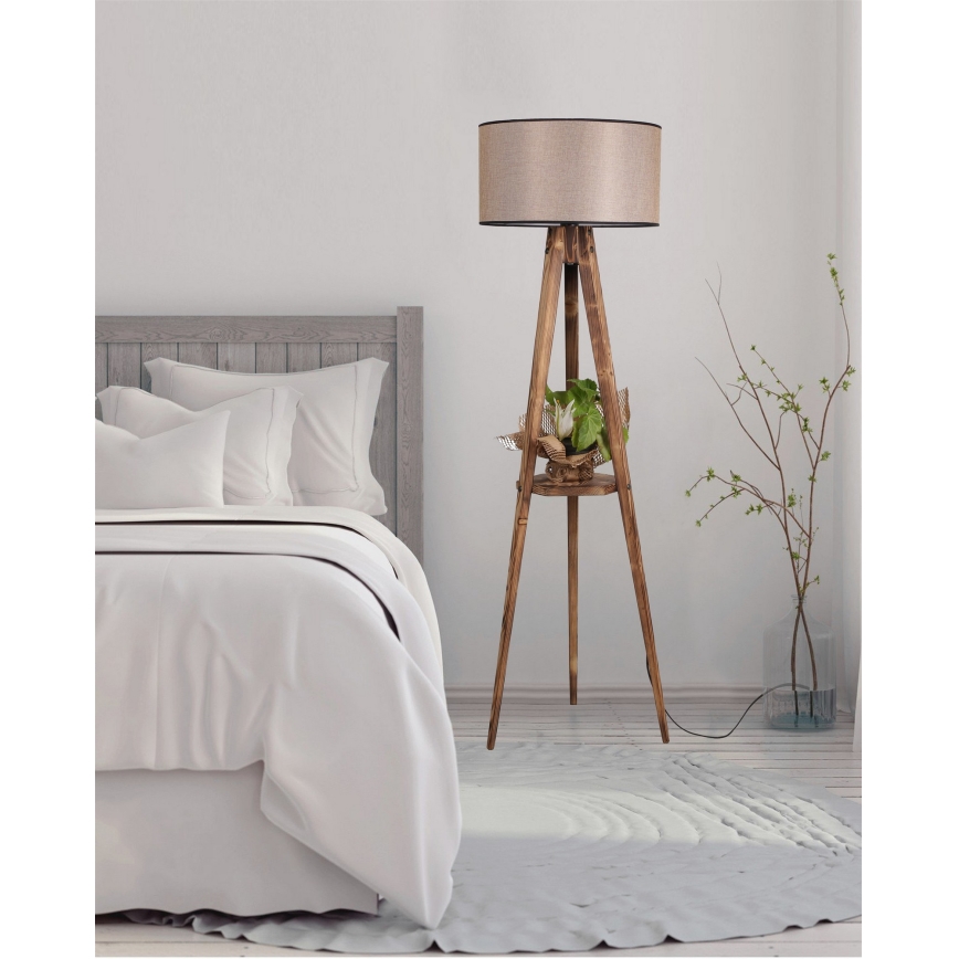 Lattiavalaisin TRIPOD 1xE27/60W/230V beige/ruskea