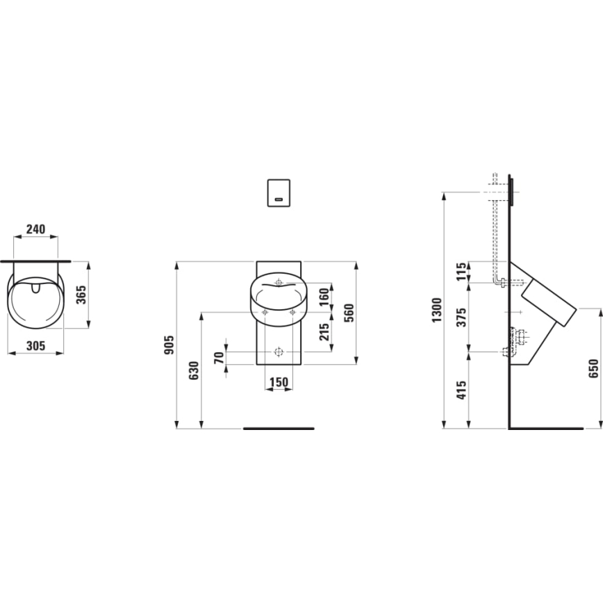 LAUFEN H8402850200001 - VAL-pisuaari, takaliitäntä, takaviemäri, keramiikka/kiiltävä musta