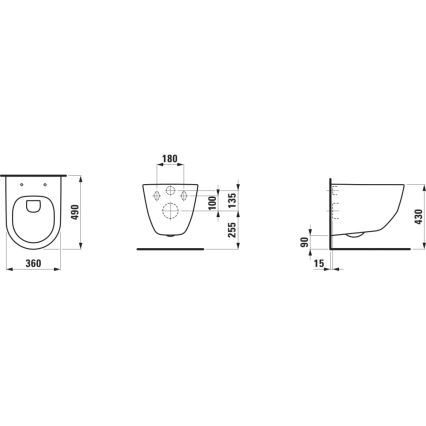 LAUFEN H8669550000001 - Seinään asennettava WC PRO keramiikka/valkoinen + SoftClose-istuinkansi PRO duroplasti/valkoinen