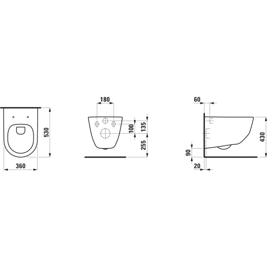 LAUFEN H8669570000001 - Seinään kiinnitettävä WC PRO keramiikka/valkoinen + WC-istuin SoftClose PRO duroplasti/valkoinen