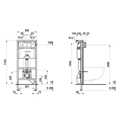 LAUFEN H8946600000001 - Sisäänrakennettava moduuli seinä-WC:lle LIS