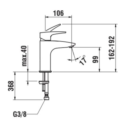 LAUFEN HF500702428000 - Pesuallashana LAURIN 16,2 cm mattatiitani musta