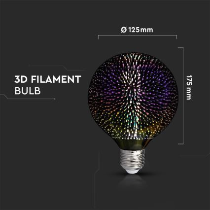 LED 3D Koristepolttimo FILAMENT G125 E27/4W/230V 3000K