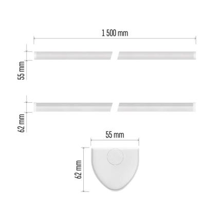 LED-alakaappivalaisin LED/60W/230V 4000K 150 cm
