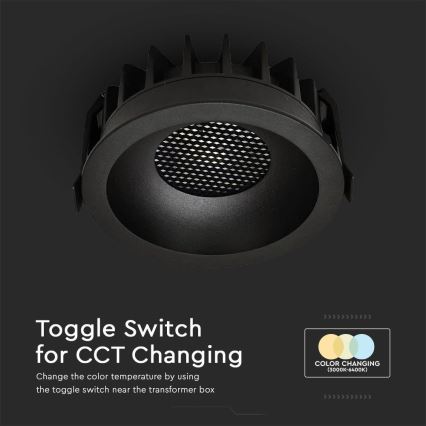 LED Kattovalaisin LED/18W/230V 3000/4000/6400K ? 10,6 cm musta