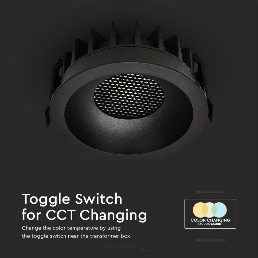 LED Kattovalaisin LED/18W/230V 3000/4000/6400K ? 10,6 cm musta