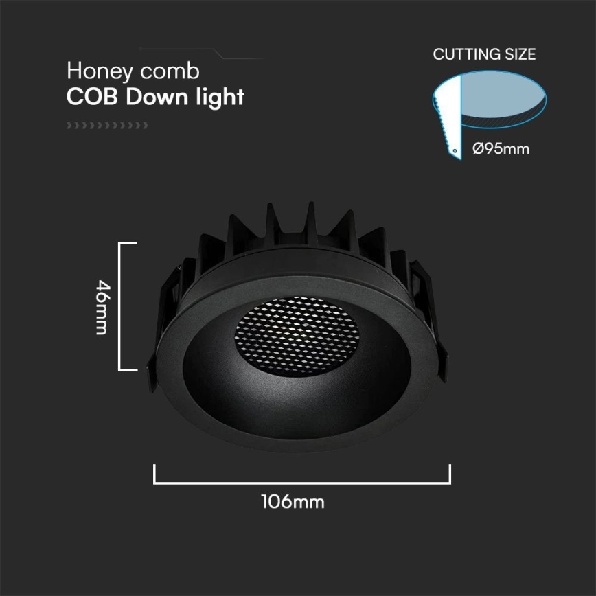 LED Kattovalaisin LED/18W/230V 3000/4000/6400K ? 10,6 cm musta