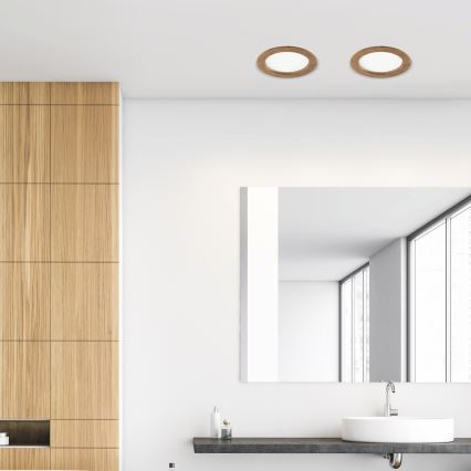 LED Kattovalaisin WOODY SPOT LED/16,5W/230V 4000K pähkinä Ø 18,5 cm