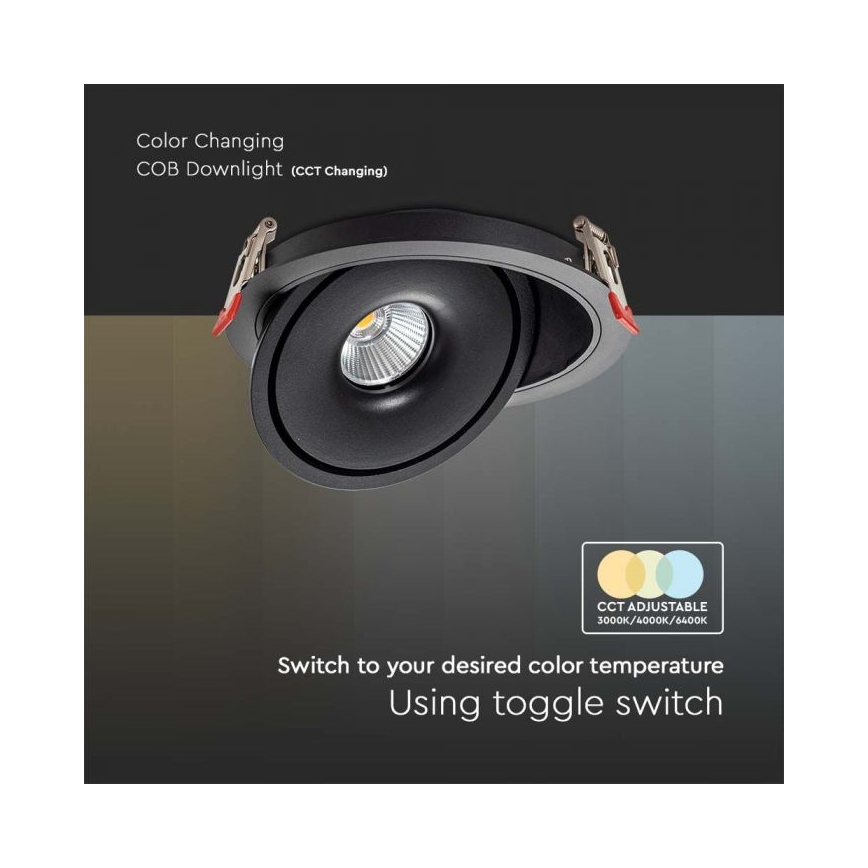 LED alasvalopistevalaisin LED/20W/230V 3000/4000/6400K halkaisija 16,5 cm musta