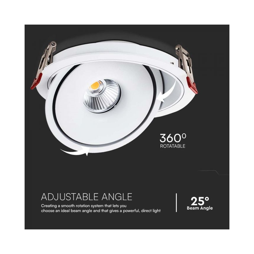 LED alasvalopistevalaisin LED/20W/230V 3000/4000/6400K halkaisija 16,5 cm valkoinen