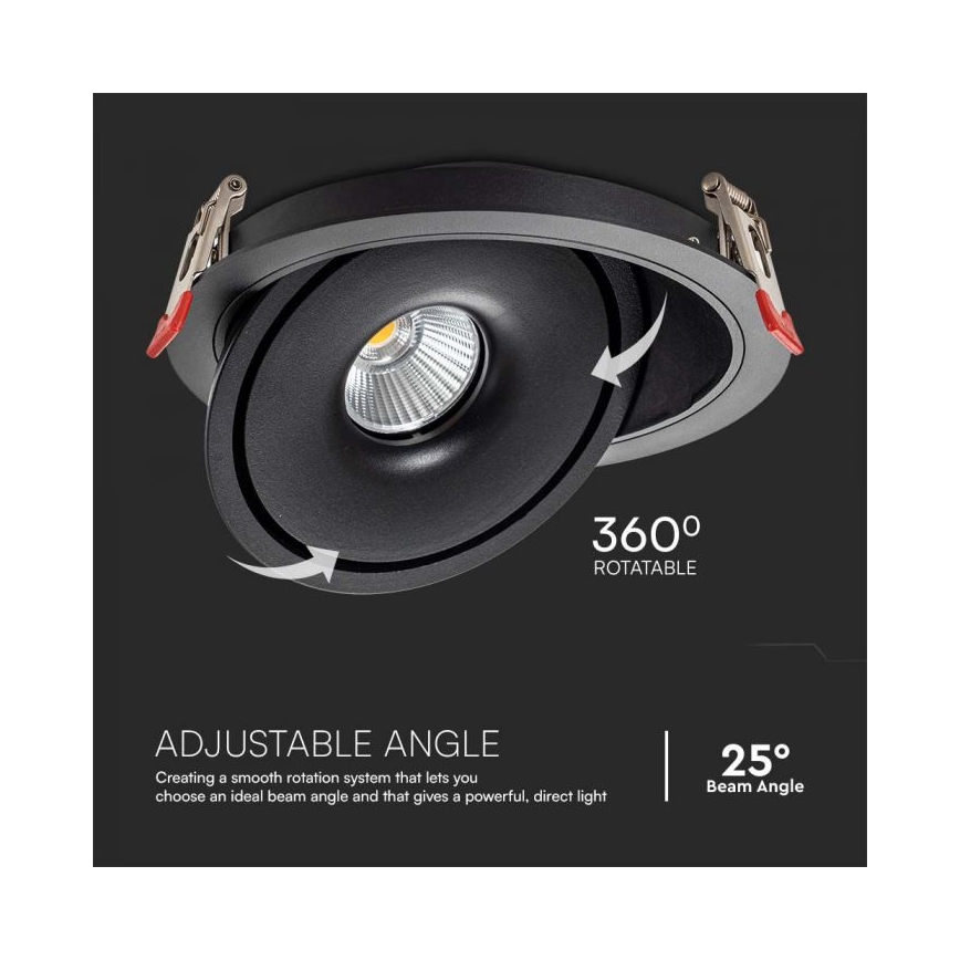 LED Upotettava alasvalaisin LED/28W/230V 3000/4000/6400K halkaisija 20 cm musta