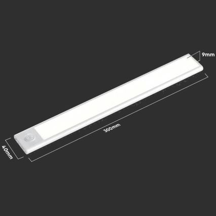 LED-alasvalaisin anturilla LED/1,5W/5V 1500 mAh 4000K