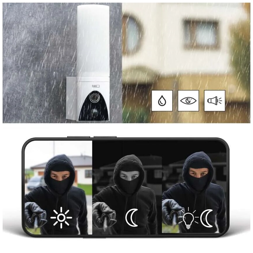 LED Älykäs ulkokamera valolla GoSmart LED/12W/230V IP65 Wi-Fi Tuya valkoinen