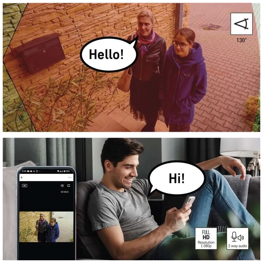 LED Älykäs ulkokamera valolla GoSmart LED/12W/230V IP65 Wi-Fi Tuya valkoinen