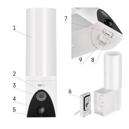 LED Älykäs ulkokamera valolla GoSmart LED/12W/230V IP65 Wi-Fi Tuya valkoinen