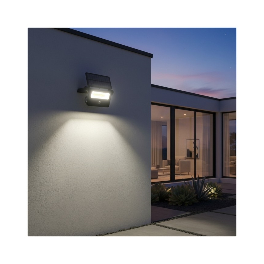 Aurinkokäyttöinen LED-valonheitin anturilla NCS G2 LED/20W/3,7V 3000/4000/6500K IP54 2600 mAh