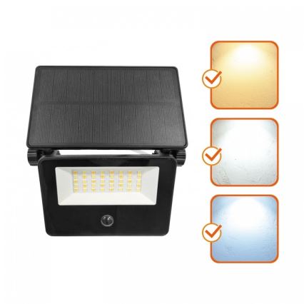 Aurinkokäyttöinen LED-valonheitin anturilla NCS G2 LED/20W/3,7V 3000/4000/6500K IP54 2600 mAh